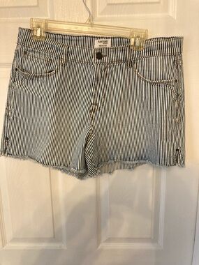 Kensie Navy & White Pinstripe Denim Shorts